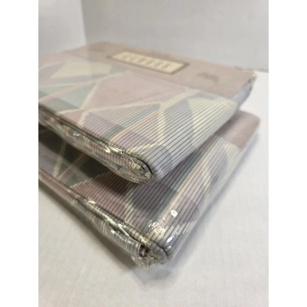 1990's Vintage Mervyns Caress Twin Flat Sheet Lot Of 2 Geometric Pastel NOS